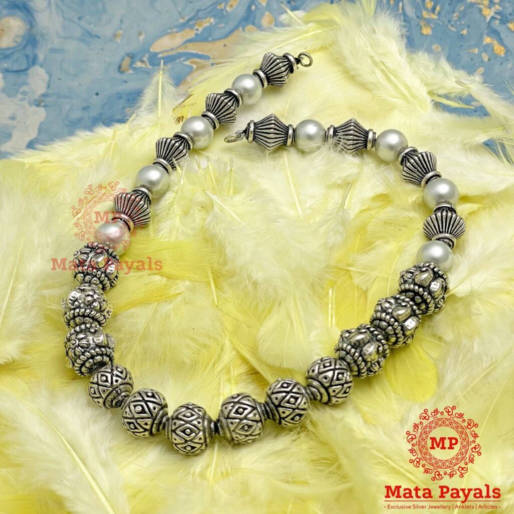German Silver Beaded Necklace Set, Gender : Female, Color : Sliver at Rs  699 / Piece in Mumbai