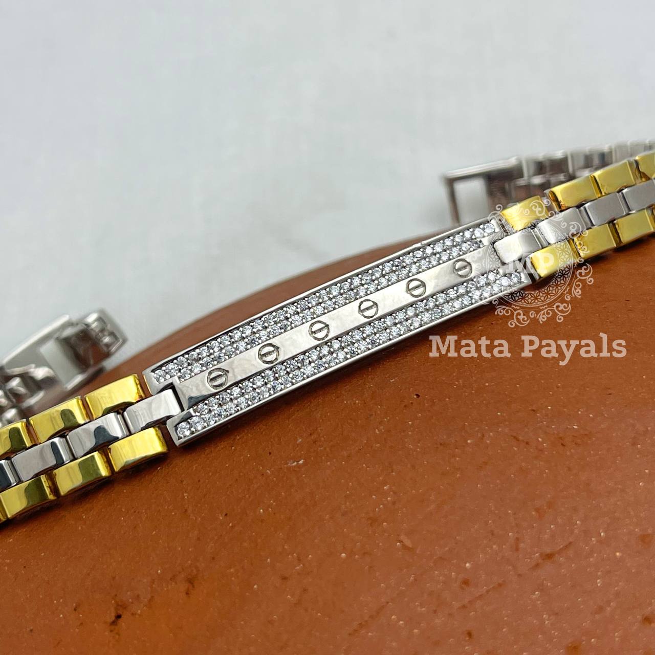 Gold Zircon Silver Bracelet.