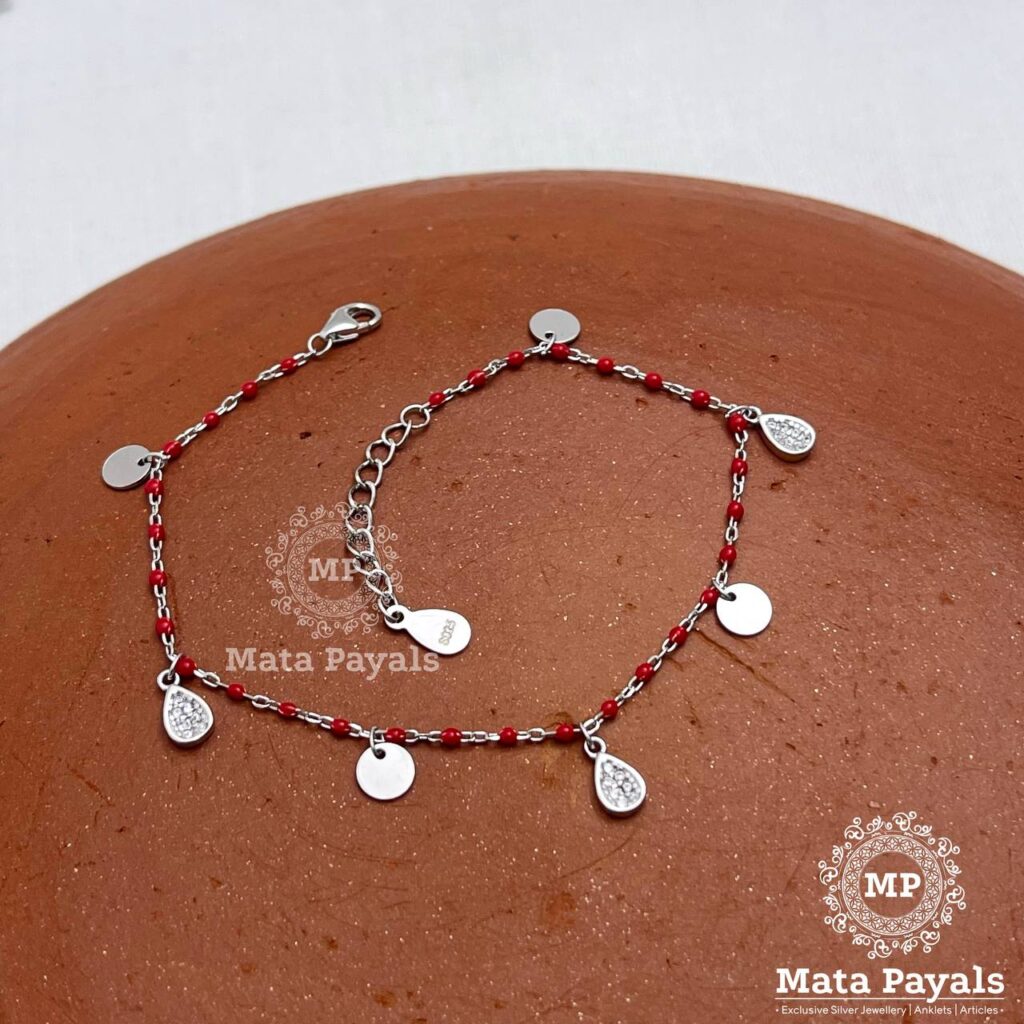 Red Bead Silver Bracelet