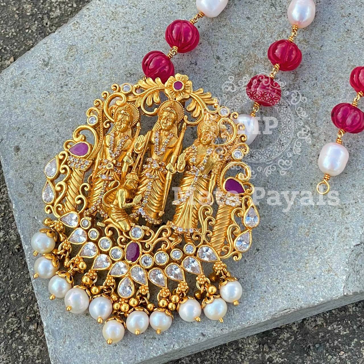 Shri Ram Darbar Gold Silver Necklace.