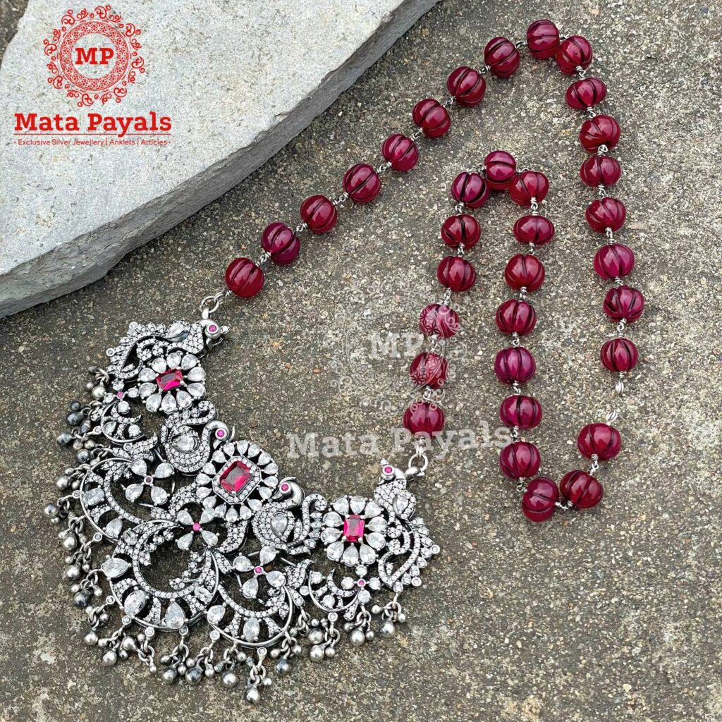 Lovely Red Silver Necklace