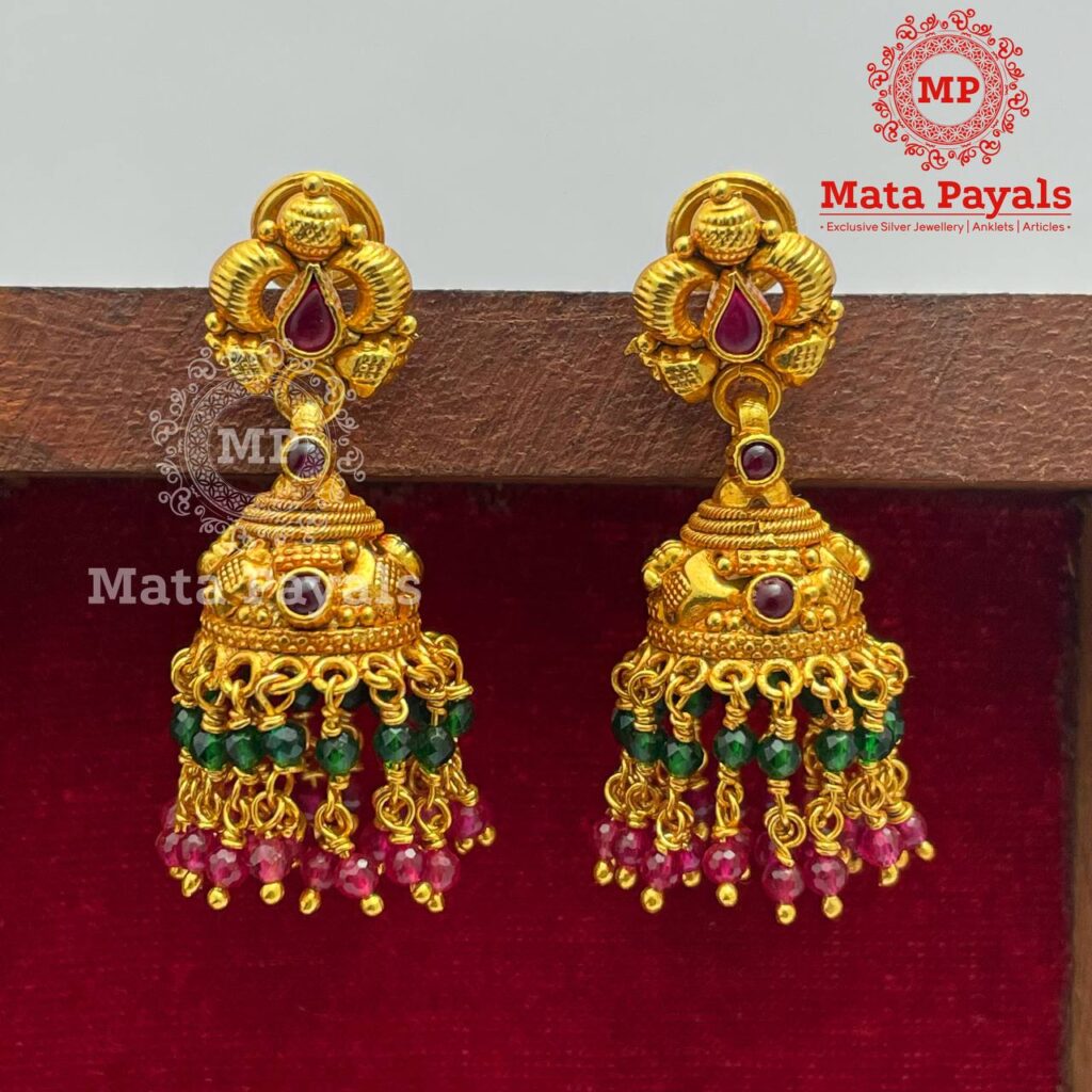 Devotional Silver Gold Plated Jhumka
