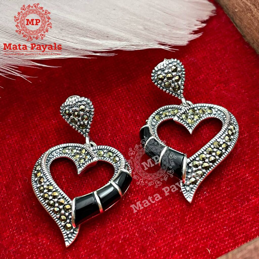 Heart Marcasite Silver Earring