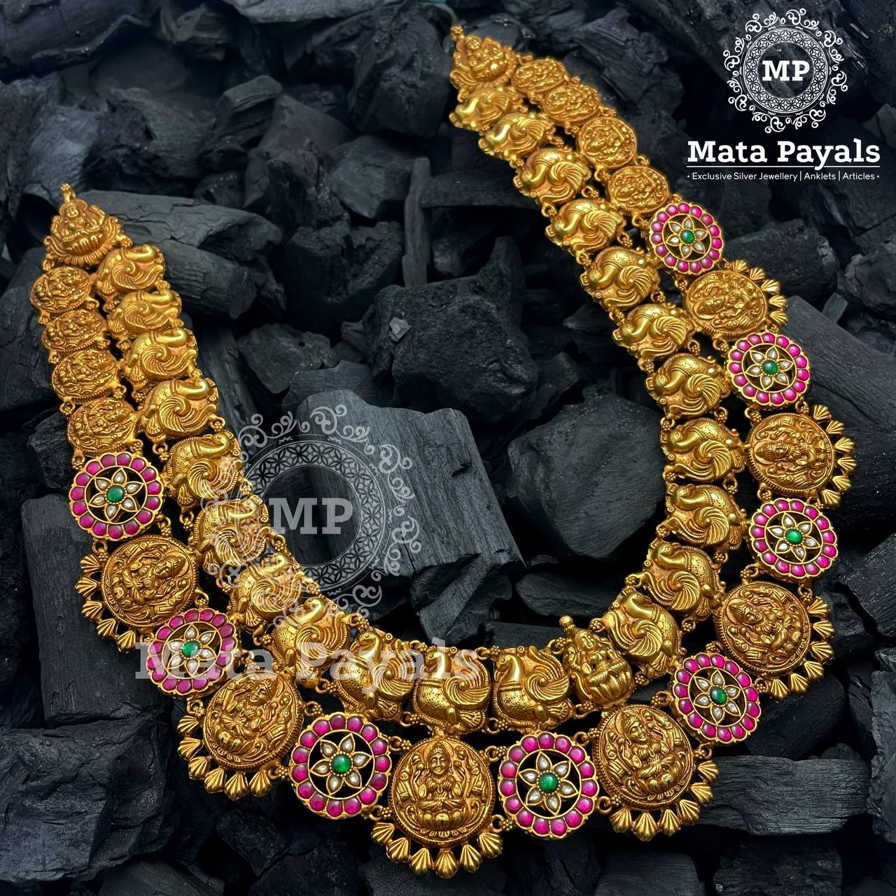 Devi Lakshmi Floral Gold Necklace.