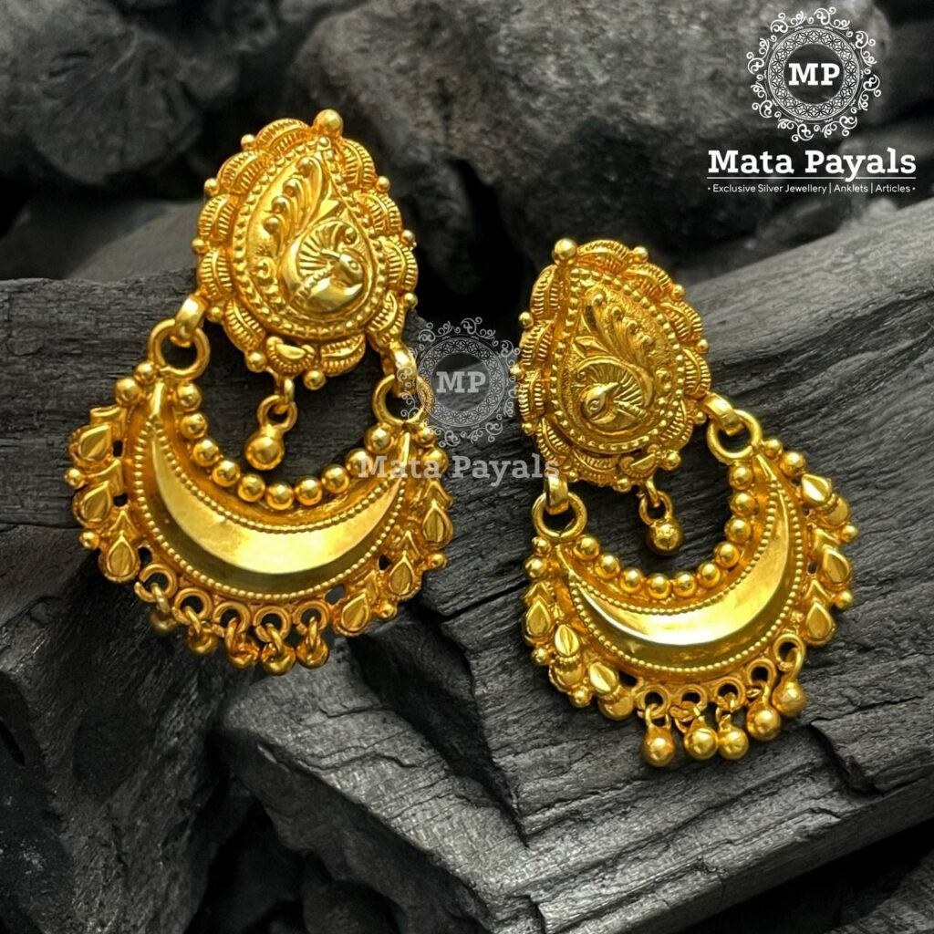 Buy Priyaasi Peacock Pearl Gold-Plated Chand Bali Earrings Online At Best  Price @ Tata CLiQ