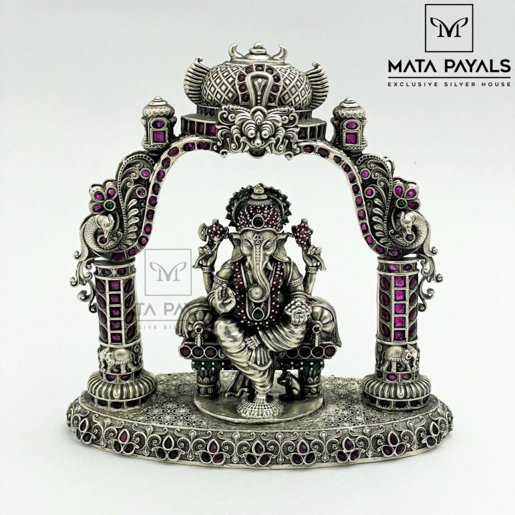 Beautiful Ganesha Silver Idol