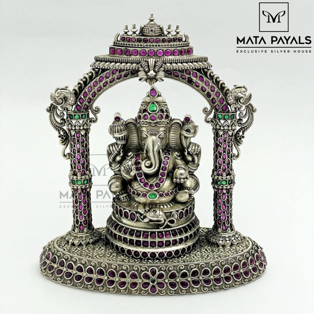 Cute Shri Ganesh Silver Idol