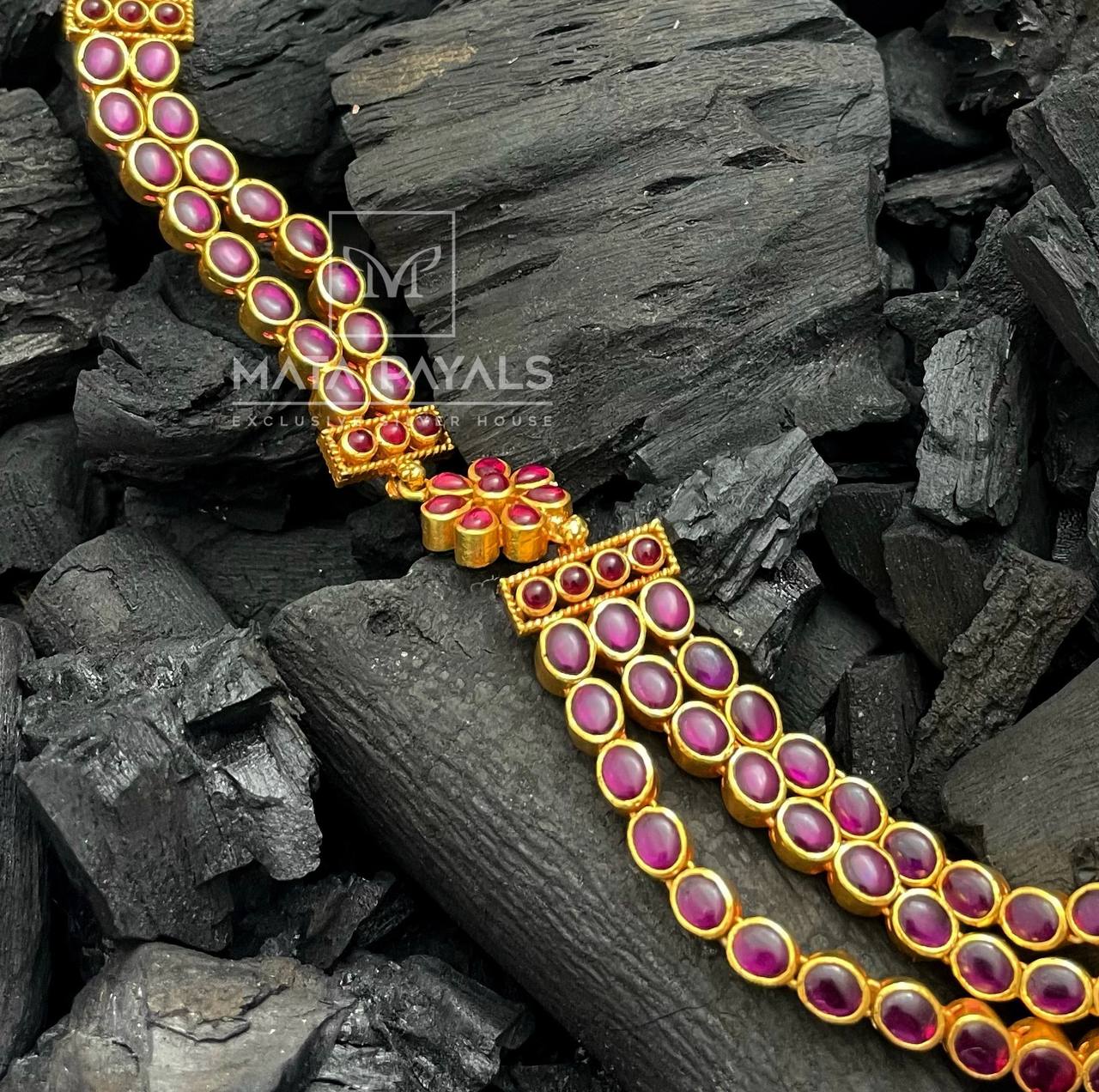 Exclusively Red Spinel Layered Necklace Collection In Malleshwaram.