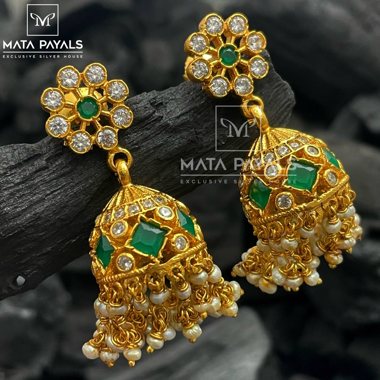 Silver Gold Plated Jhumka's - Mata Payals Exclusive Silver Jewellery
