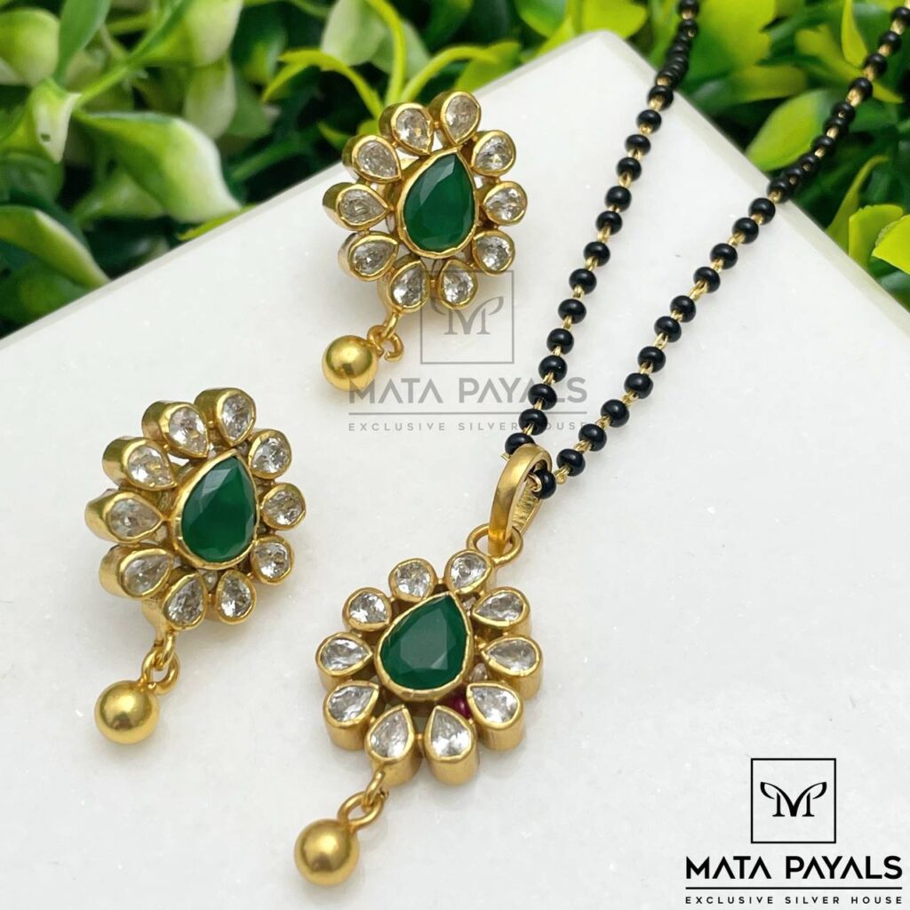Green Leaf Gold Mangalsutra Set