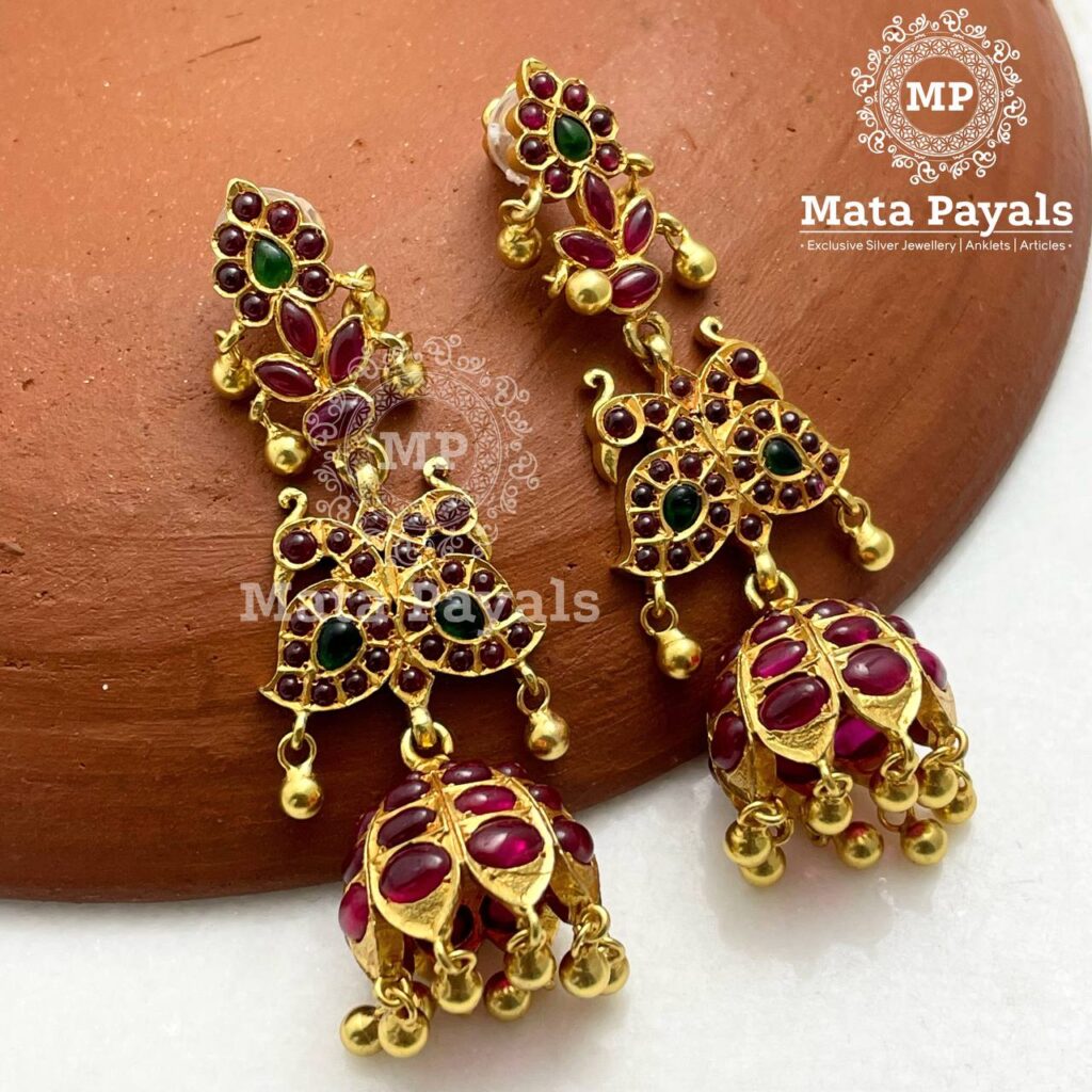 Peacock Spinel Gold Jhumka