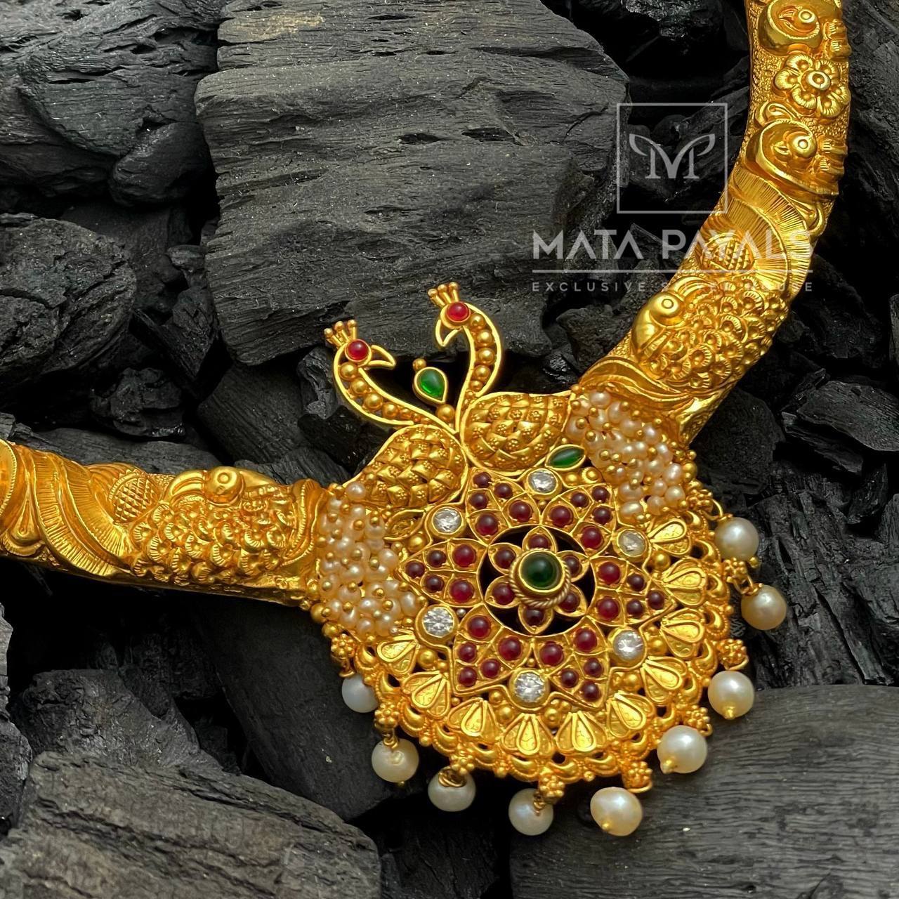 Stiff Peacock Gold Plated Necklace