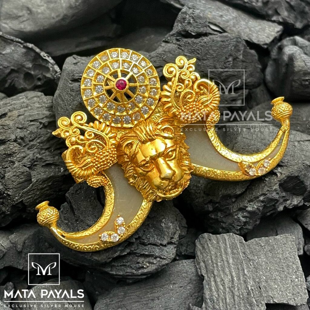 Lion Carved Peacock Gold Plated Pendant
