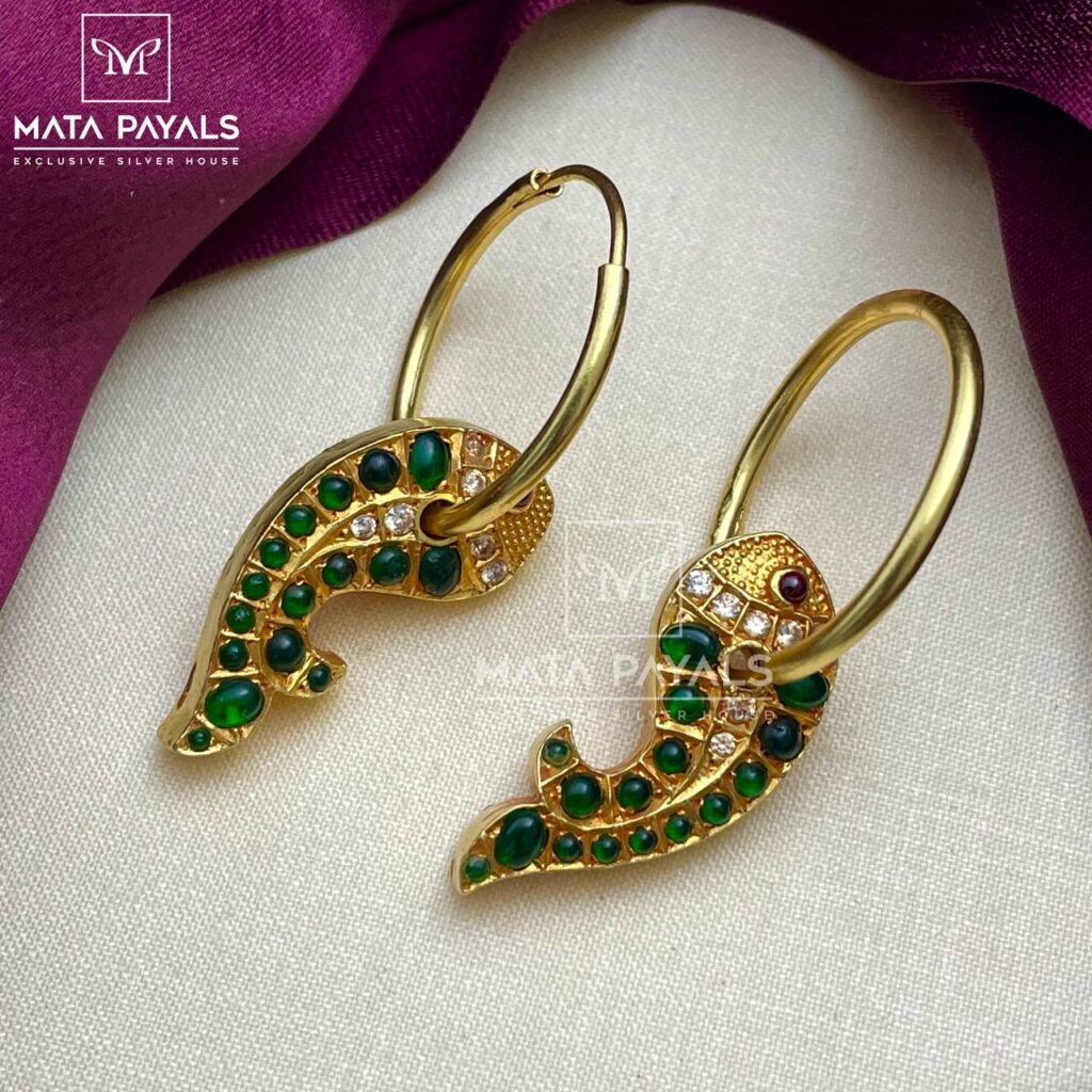 Dual Side Fish Earrings – Mata Payals Exclusive Silver Jewellery