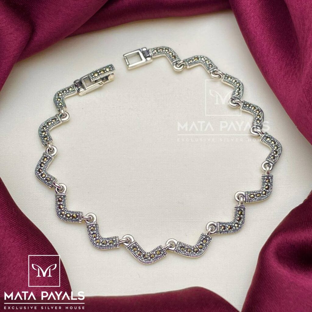 Wave Marcasite Silver Bracelet