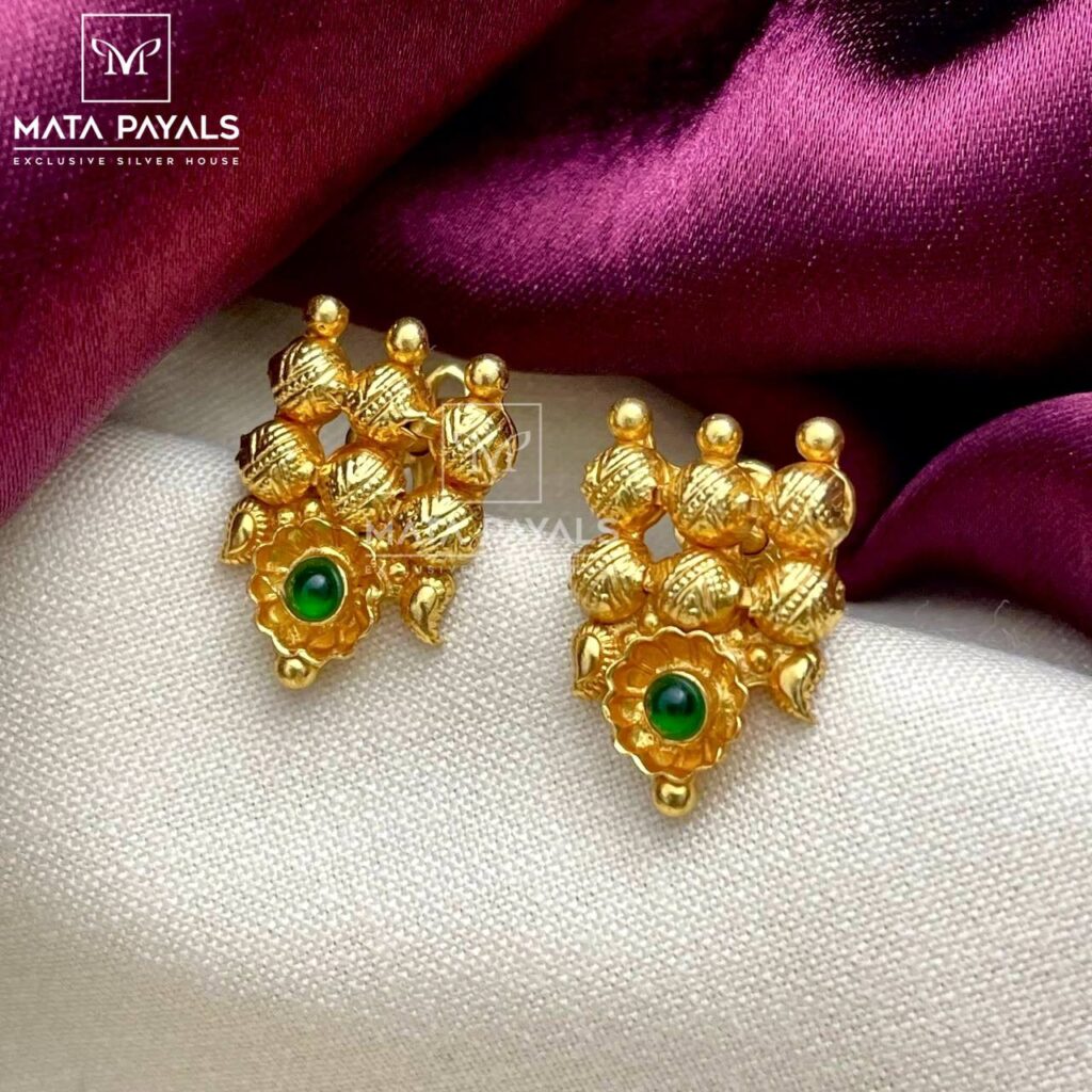 Daily Wear Green Gold Plated Stud