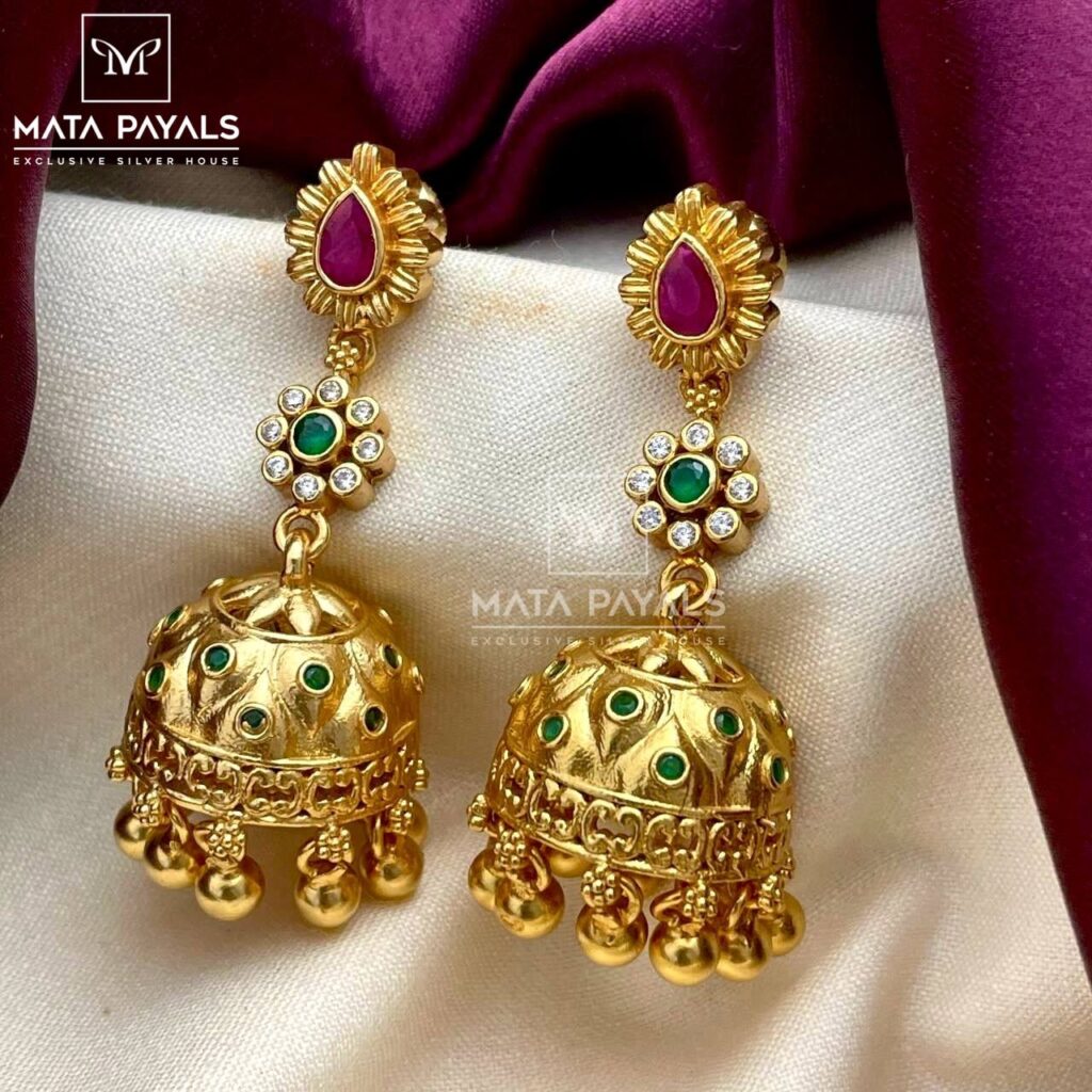Floral Gold Plated Jhumka