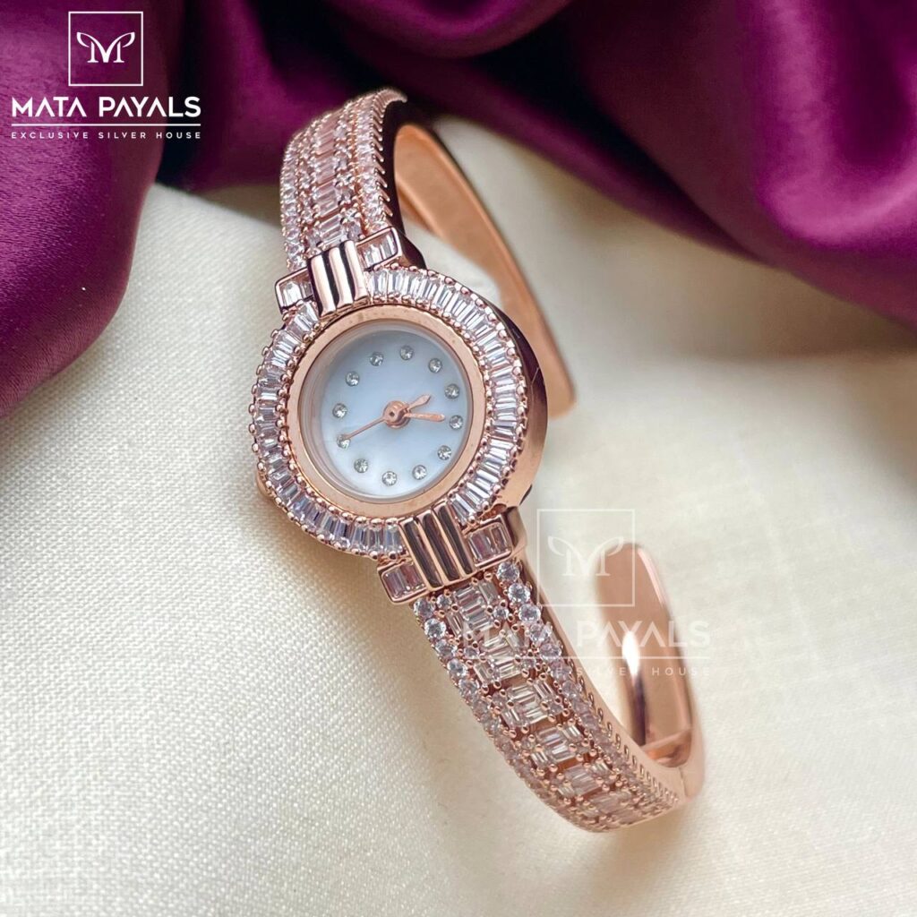 Rose Gold Adjustable Silver Watch