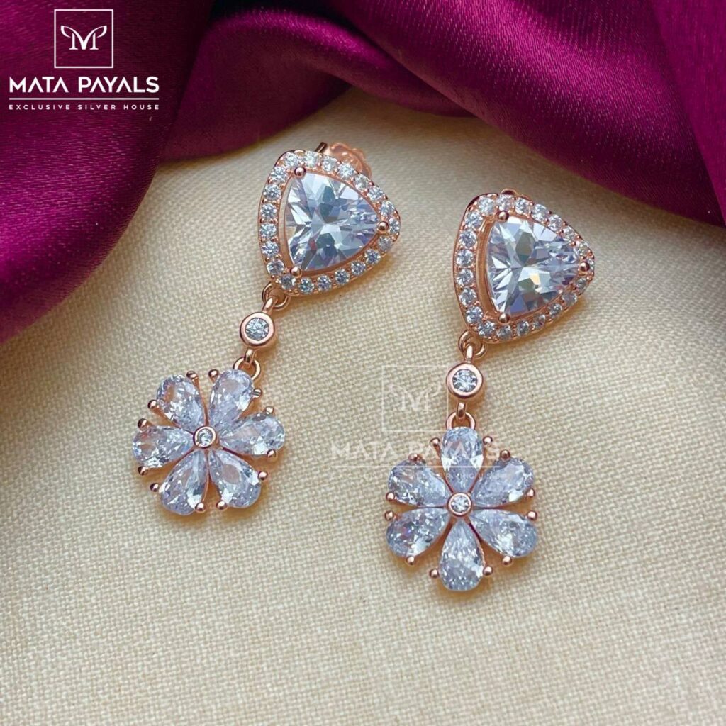 Silver & rose gold stud earrings