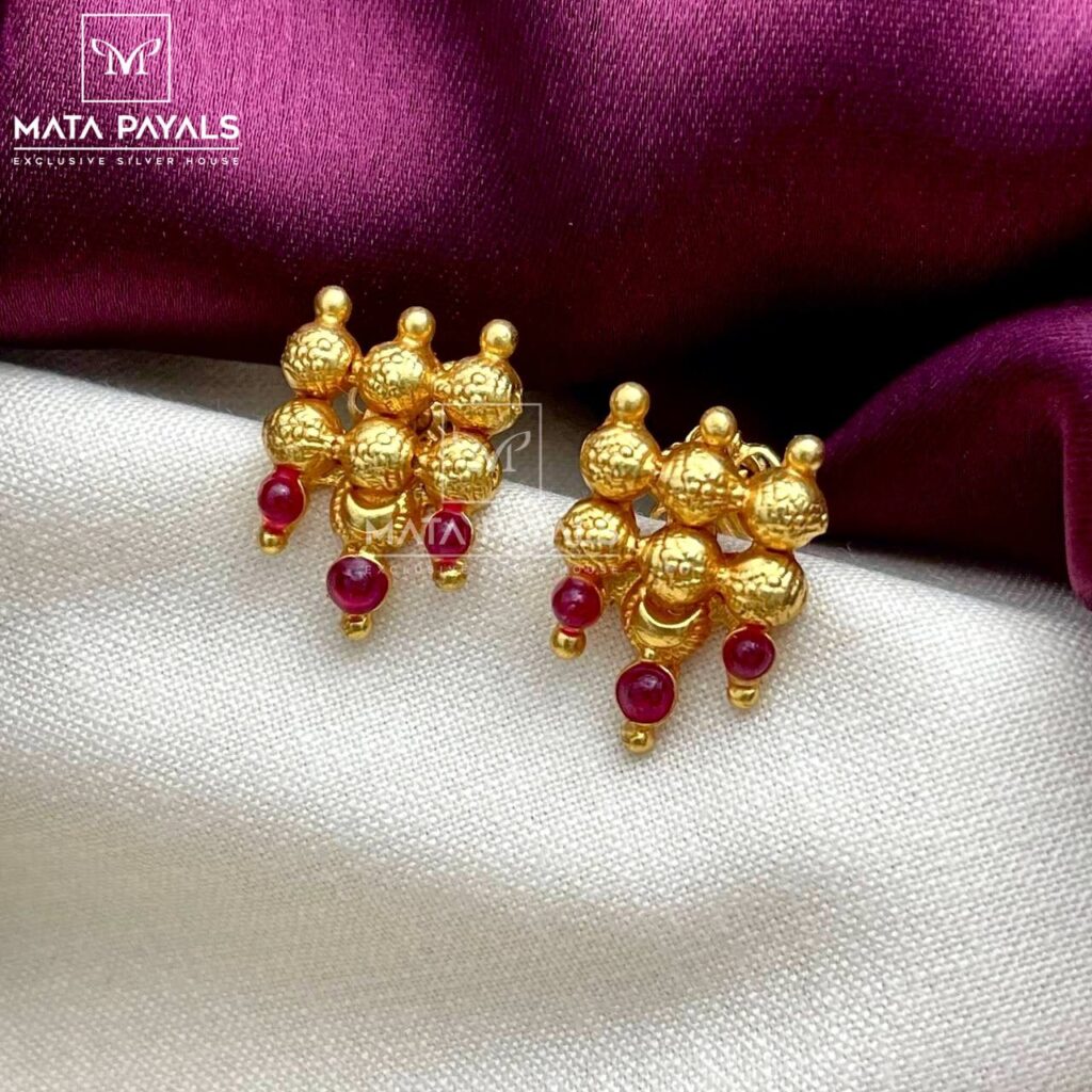 ethnic Red Gold Plated Stud
