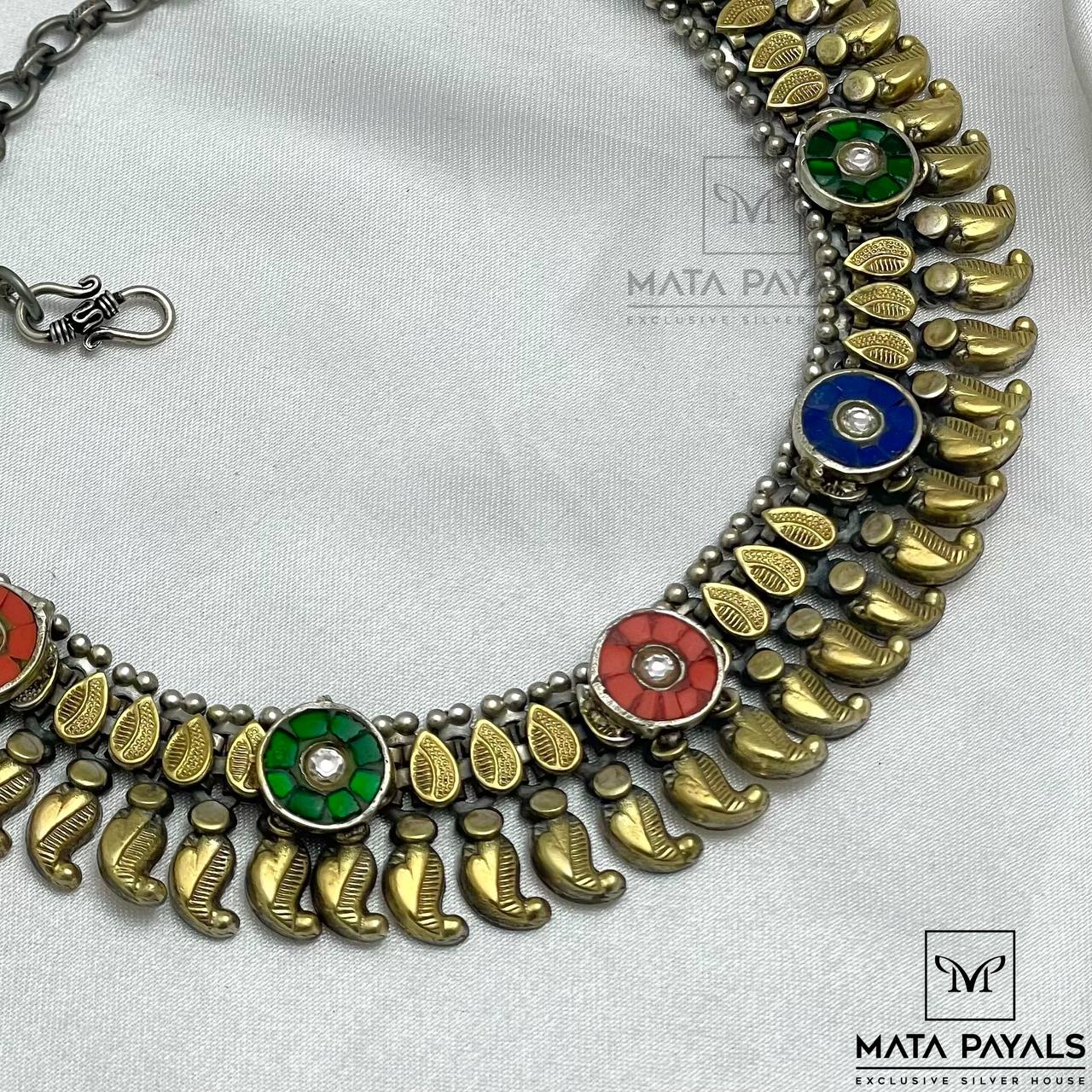 Colourful Gold Silver Necklace