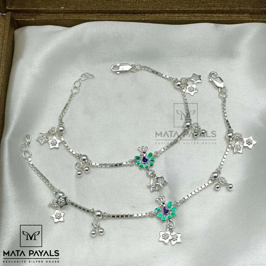 Peacock Baby Silver Anklet