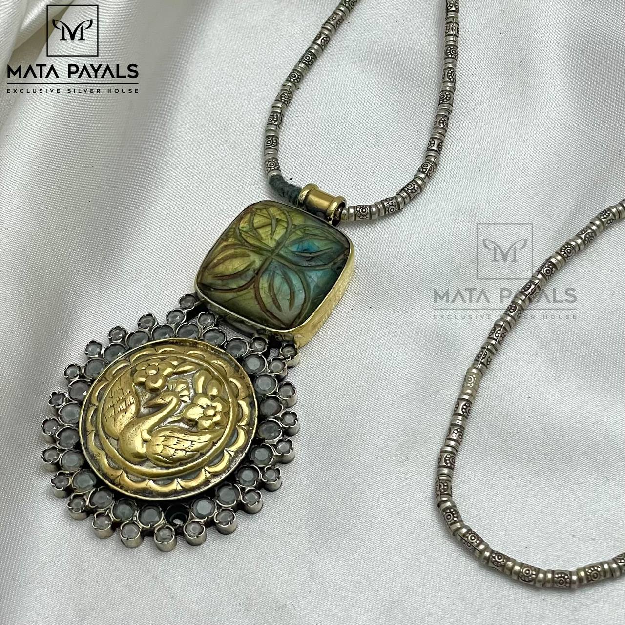 Peacock Gold Silver Necklace