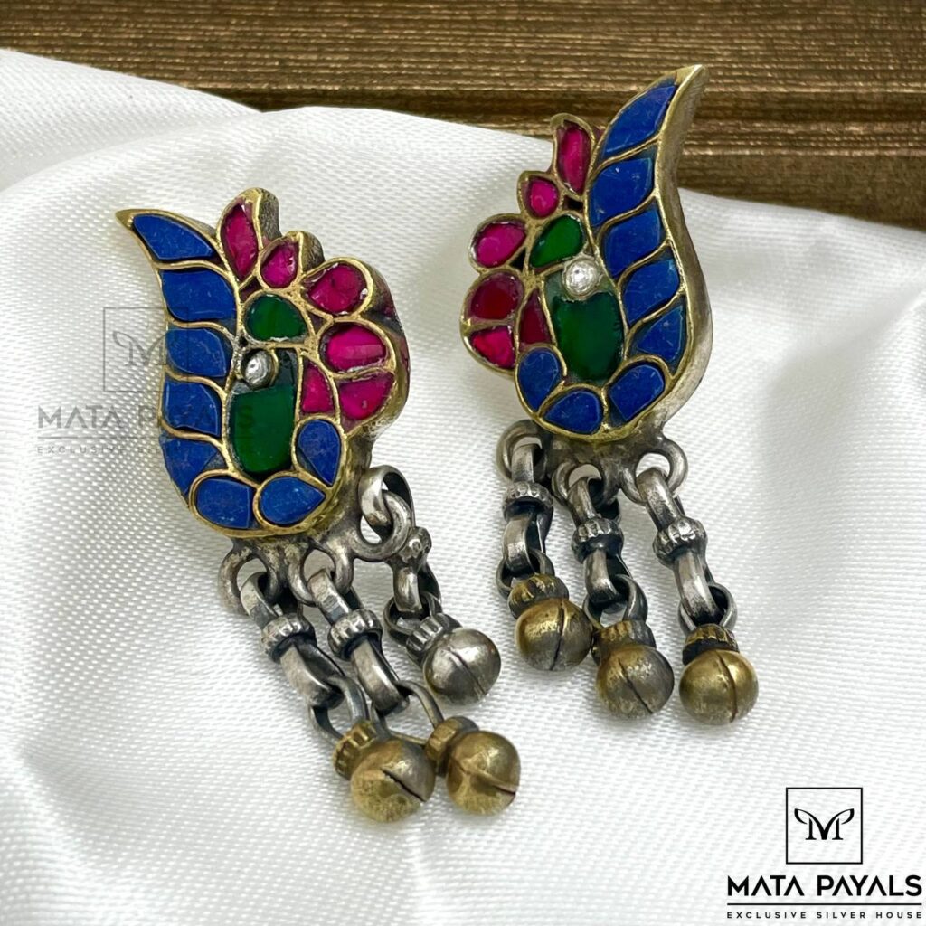 Peacock Silver Earring