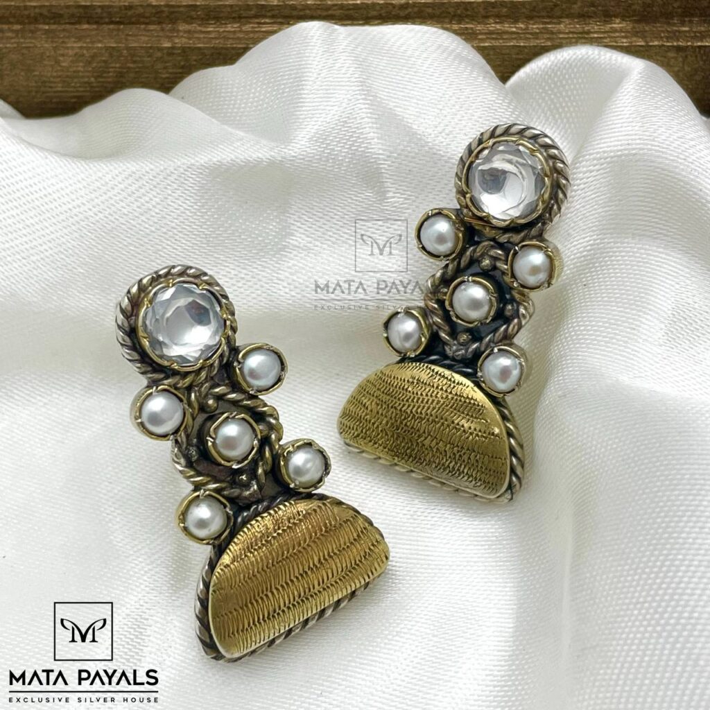 Pearl Gold Silver Earring