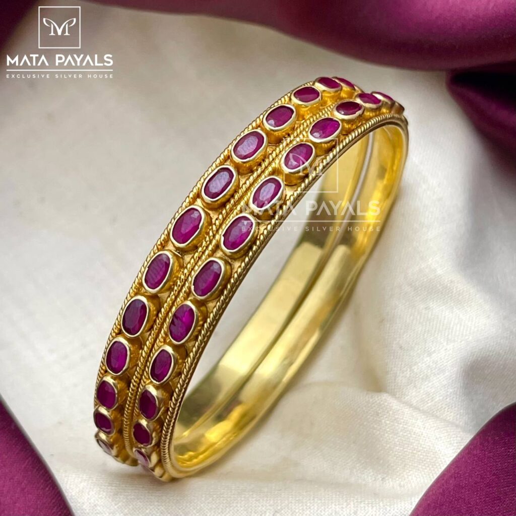 Stunning Ruby AD Bangles - South India Jewels
