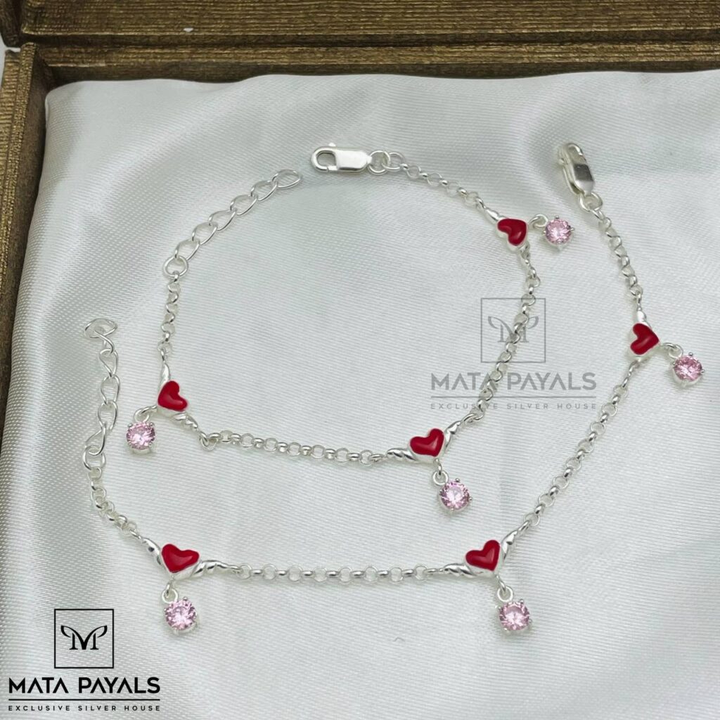 Silver Heart Baby Anklet