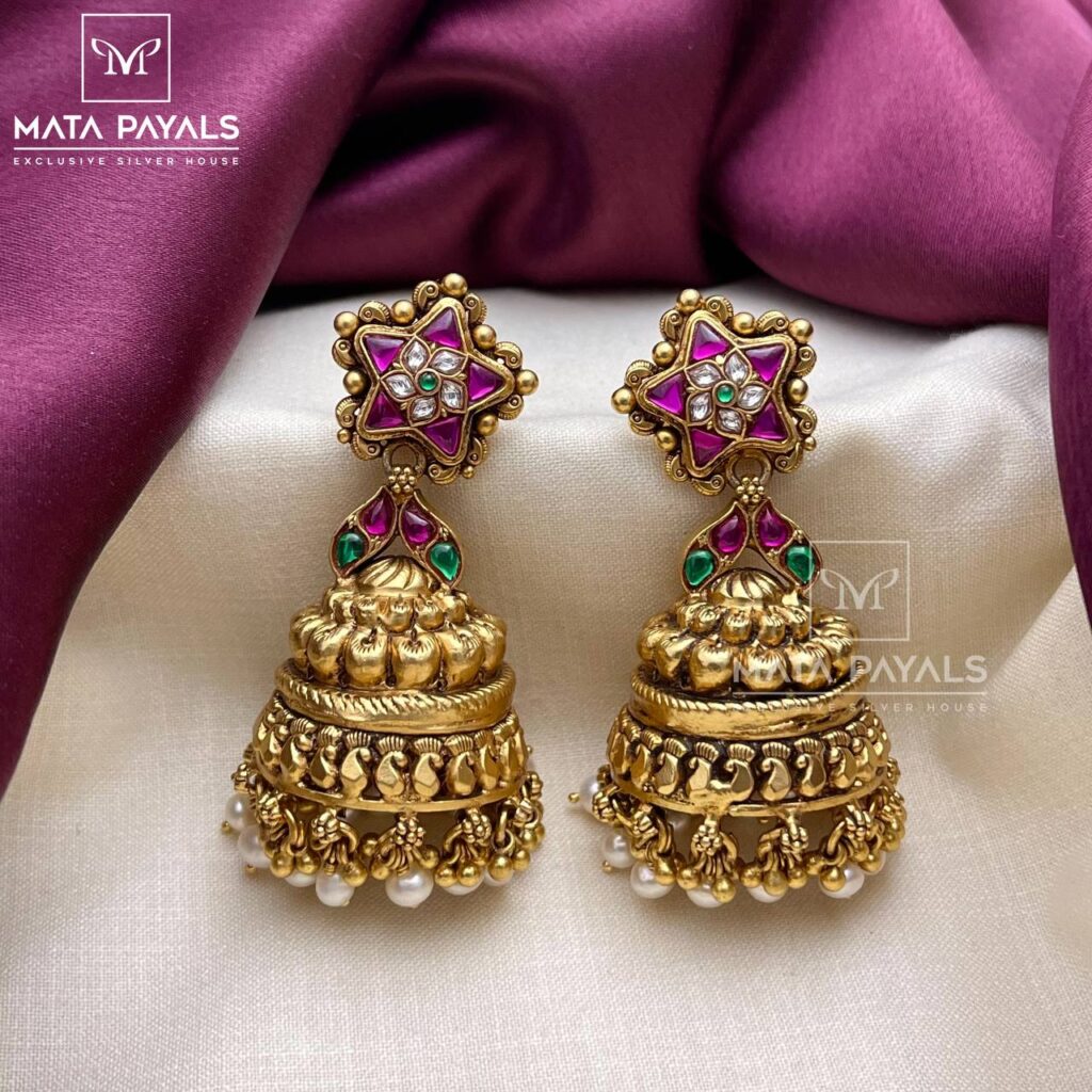 Star Floral Gold Plated Jhumka