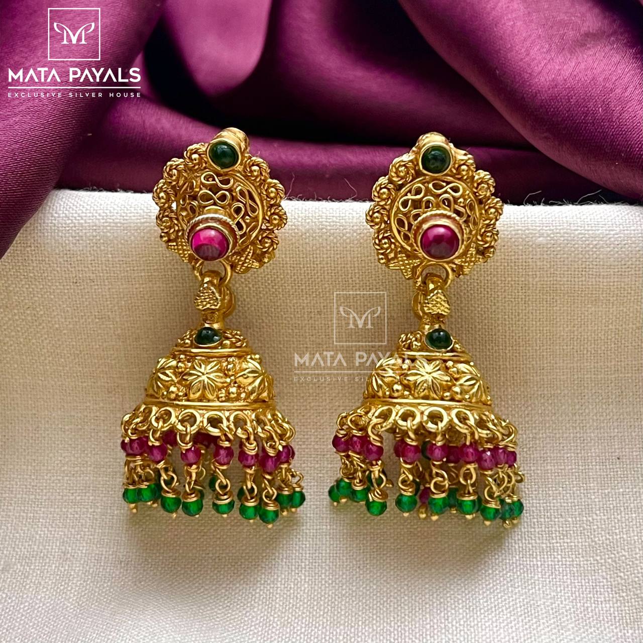 Two Side Gold Silver Jhumka.