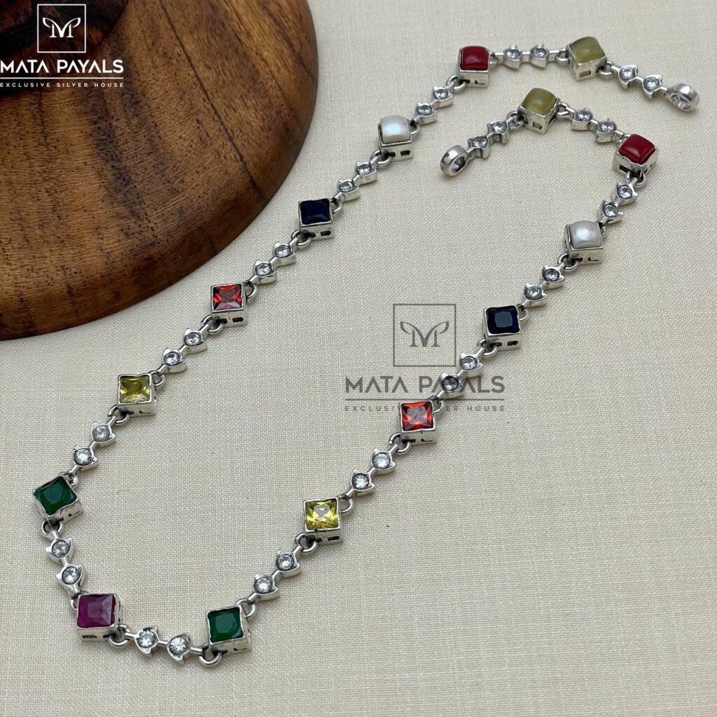 Colourful Zircon Silver Necklace