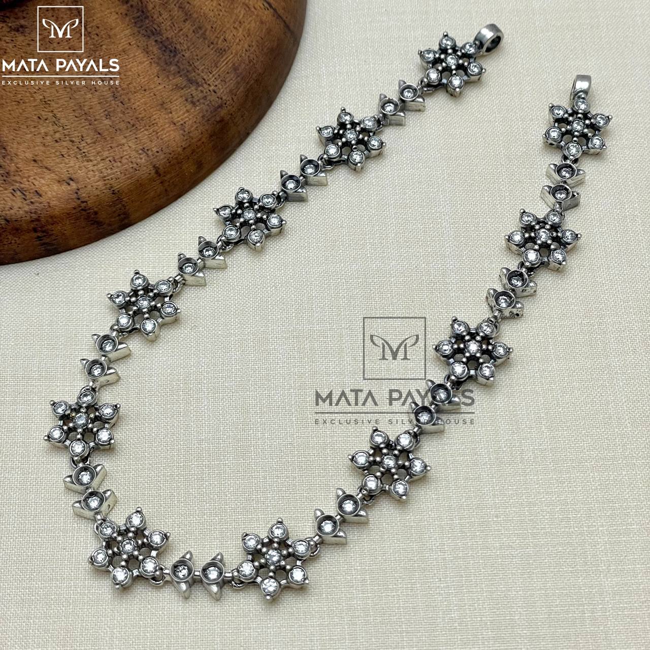 Flower Zircon Silver Necklace