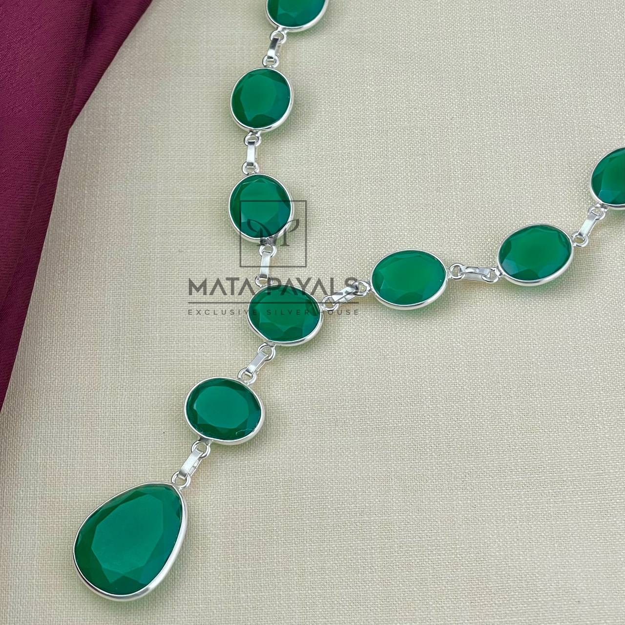 Green Silver Necklace.