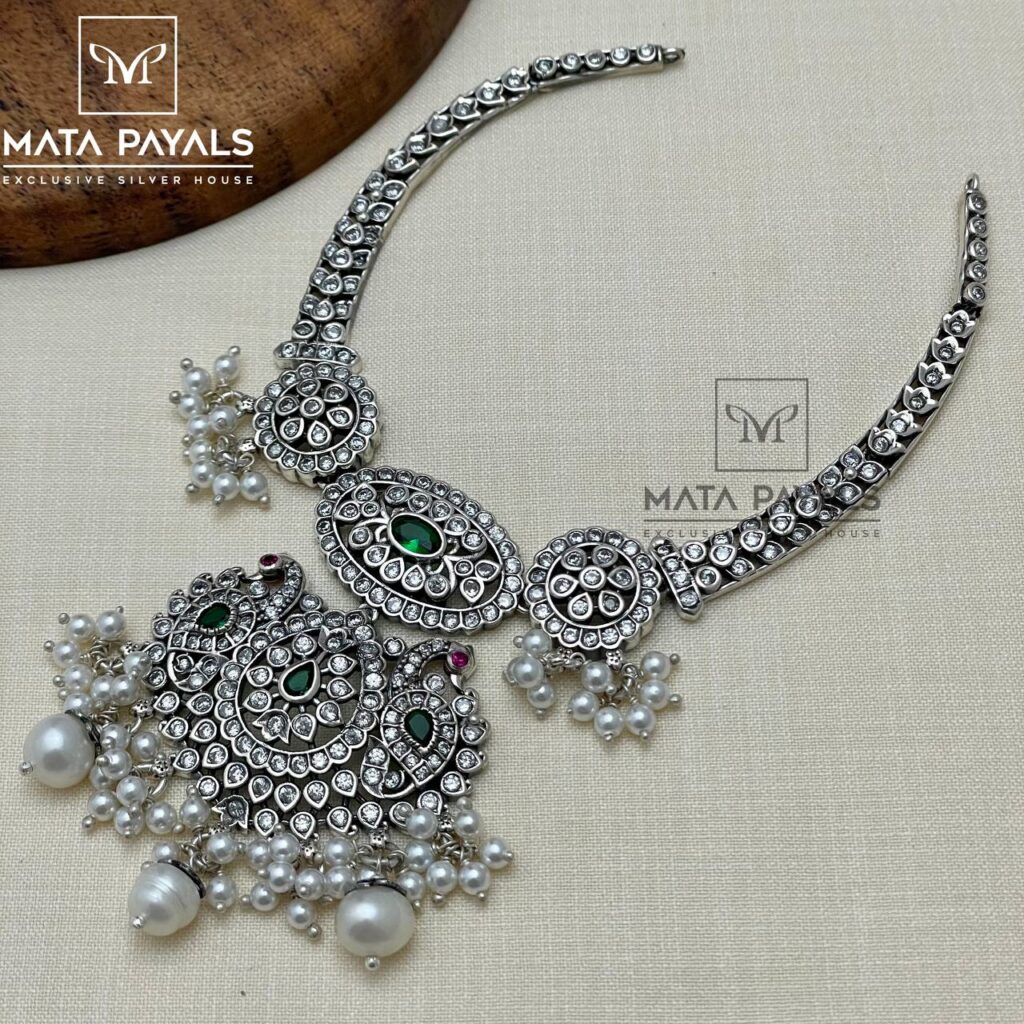 Peacock Necklace Silver