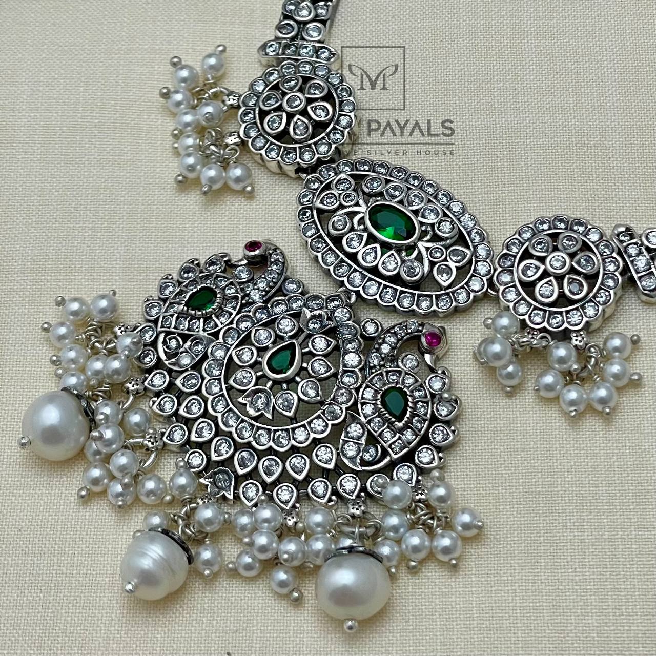 Peacock Necklace Silver.