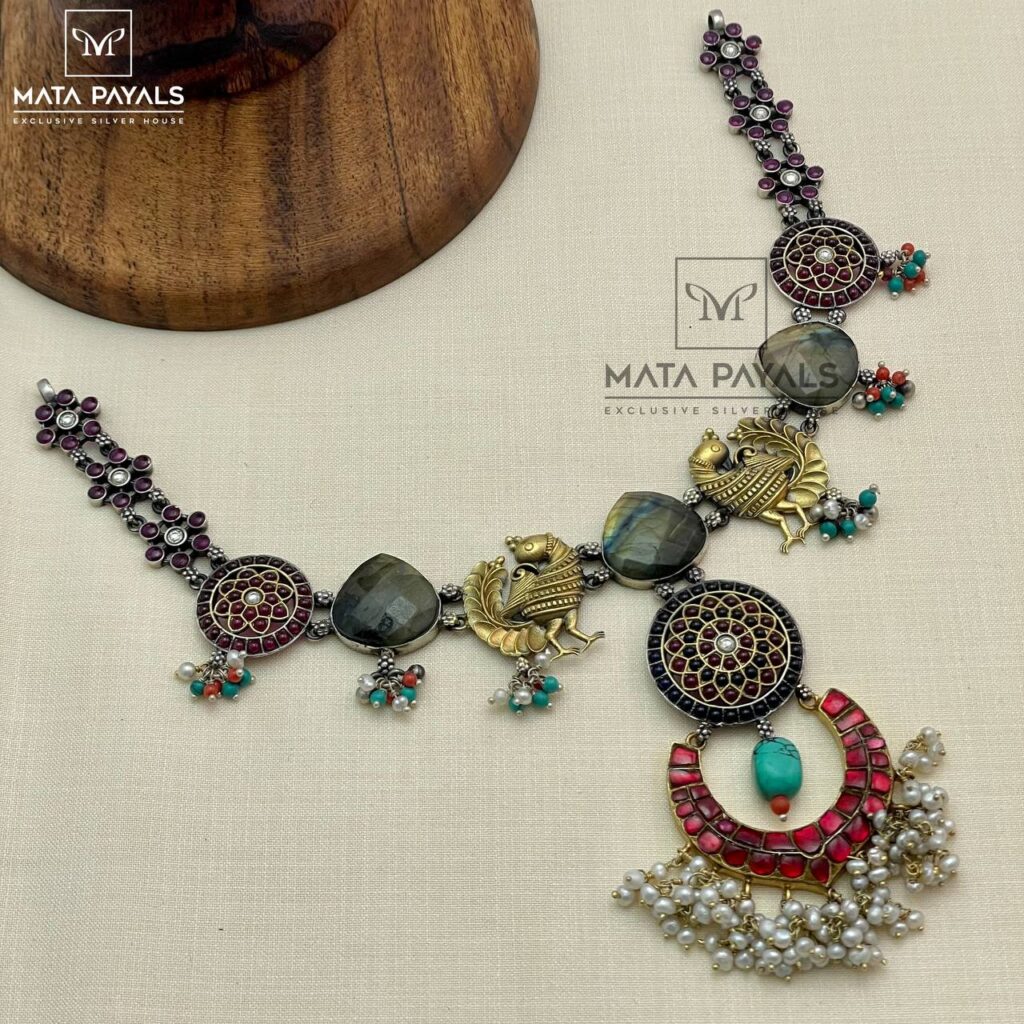 Trquoise Kundan Dual Plated Silver Necklace