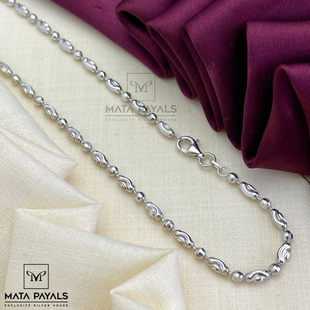 Beaded Silver Neck Chain