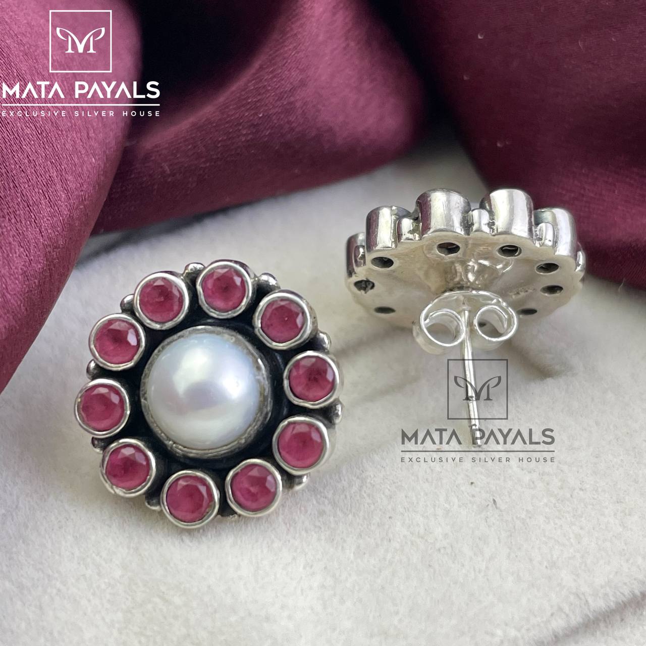 Pearl Red Silver Stud