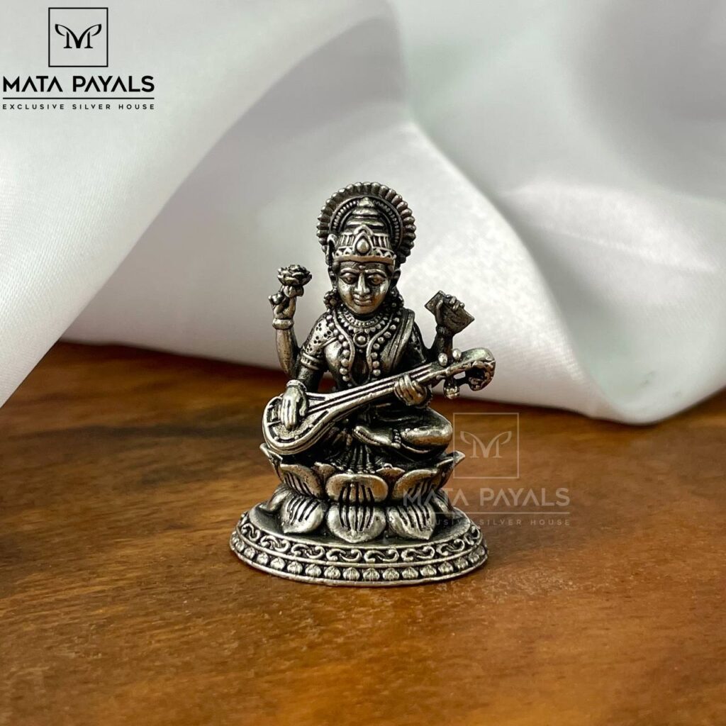 Shri Saraswati Silver Idol 4