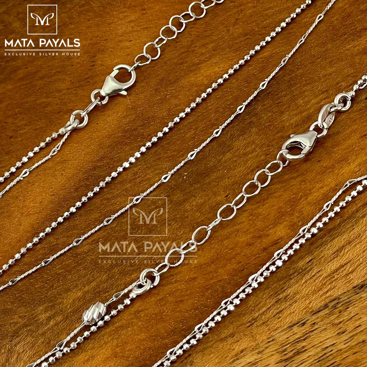 Tiny Bead Silver Anklet.