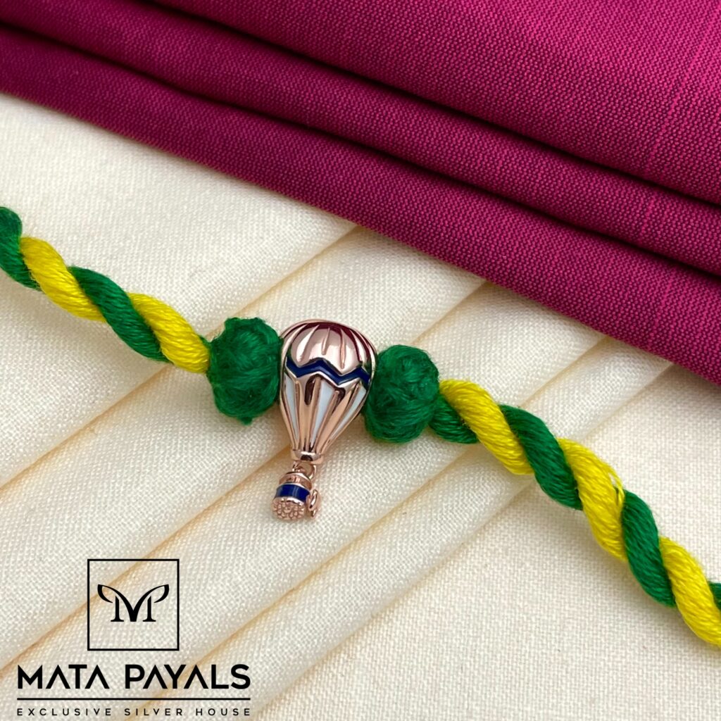 Hot Air Balloon Charm Rakhi - Mata Payals Exclusive Silver Jewellery