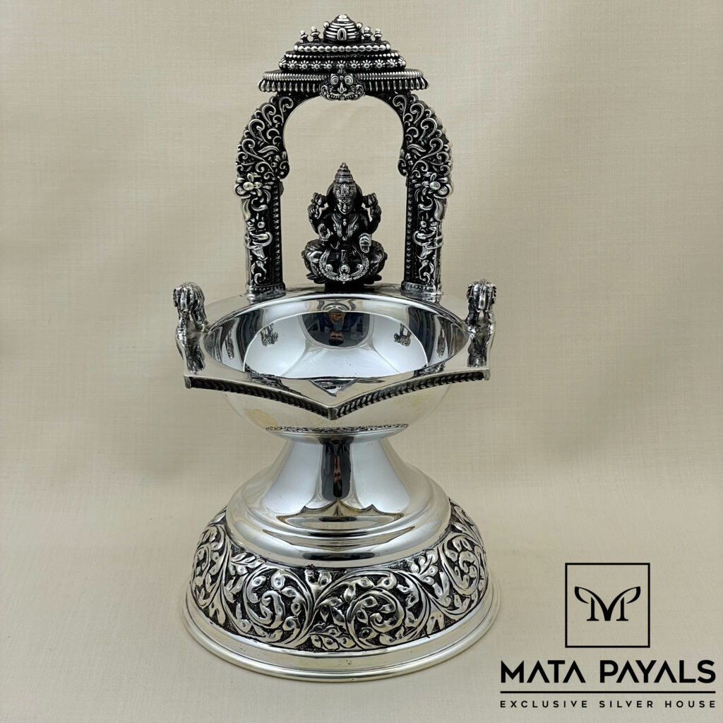 Majestic Kamakshi Deepam - Mata Payals Exclusive Silver Jewellery
