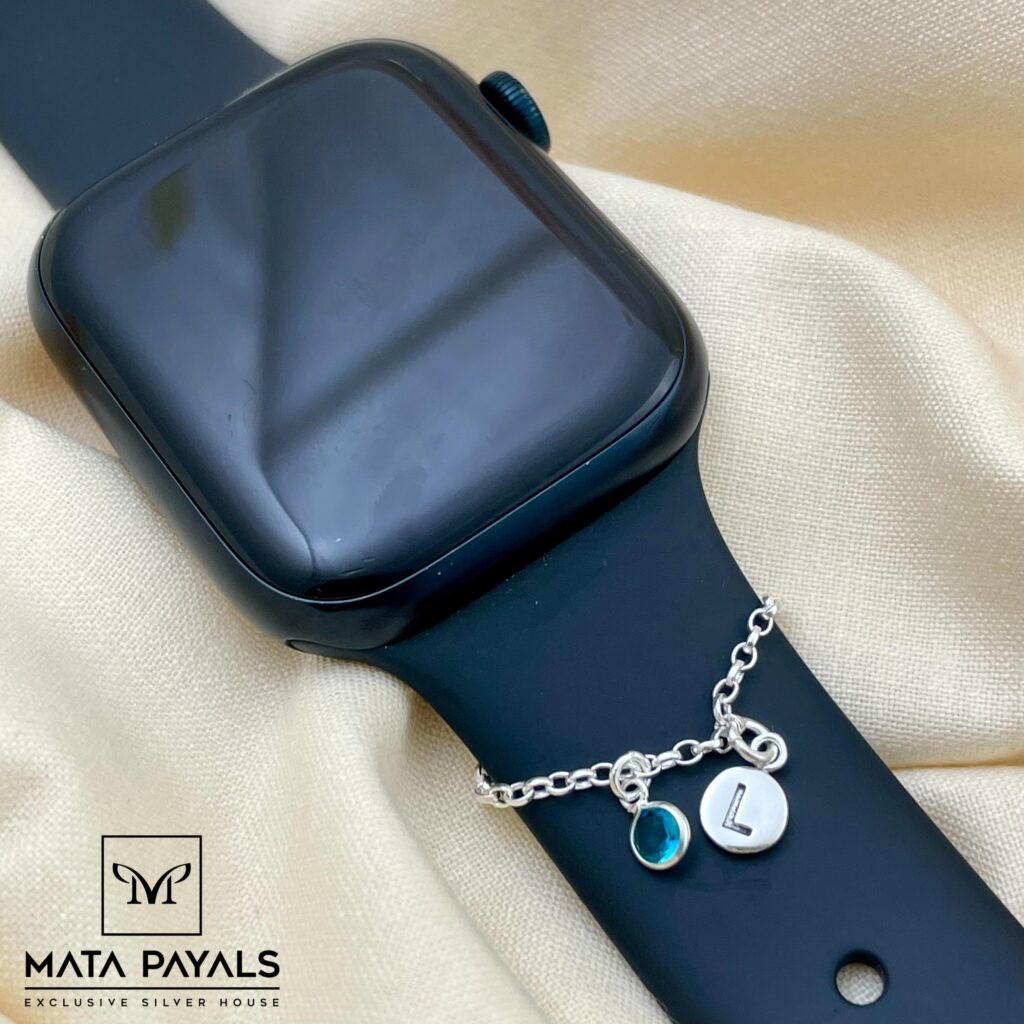 Blue Stone Watch Charm - Mata Payals Exclusive Silver Jewellery